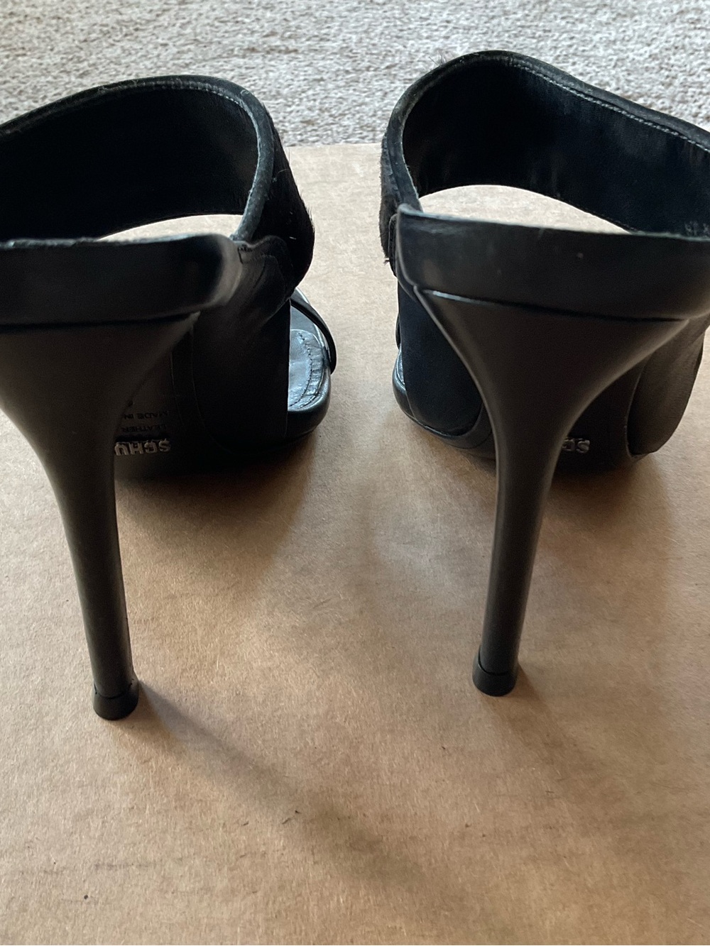 SCHUTZ Black High Heel Slide Sandals - Picture 3 of 5